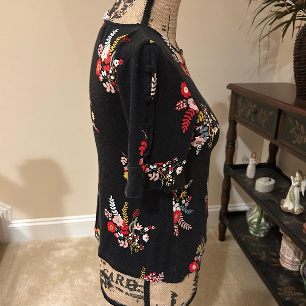 Boden Floral Black Top - Picture 2 of 5